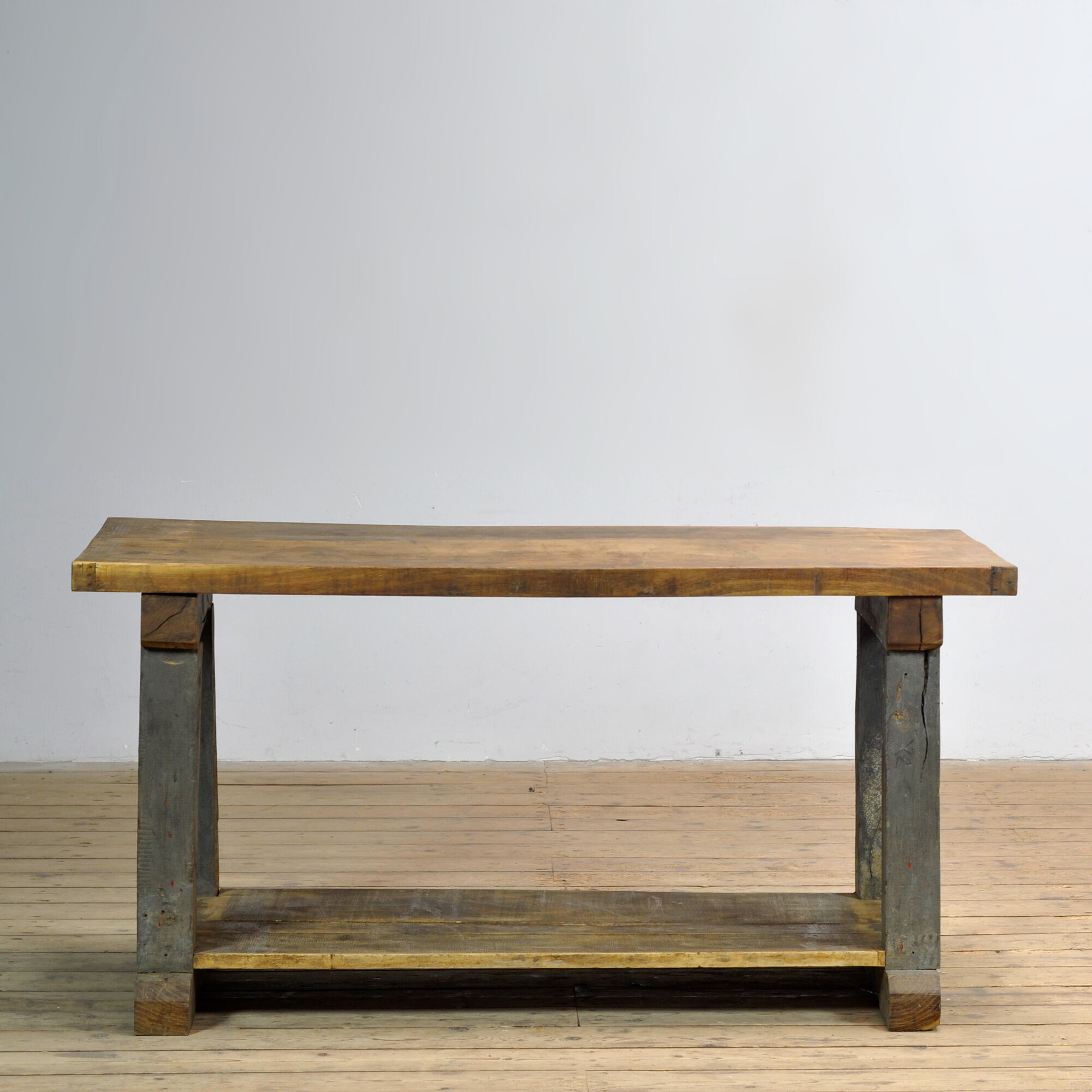 Industrial oak work table, circa 1950