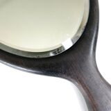 Napoleon III bevelled hand mirror in ebony, 30.5 x 13 cm