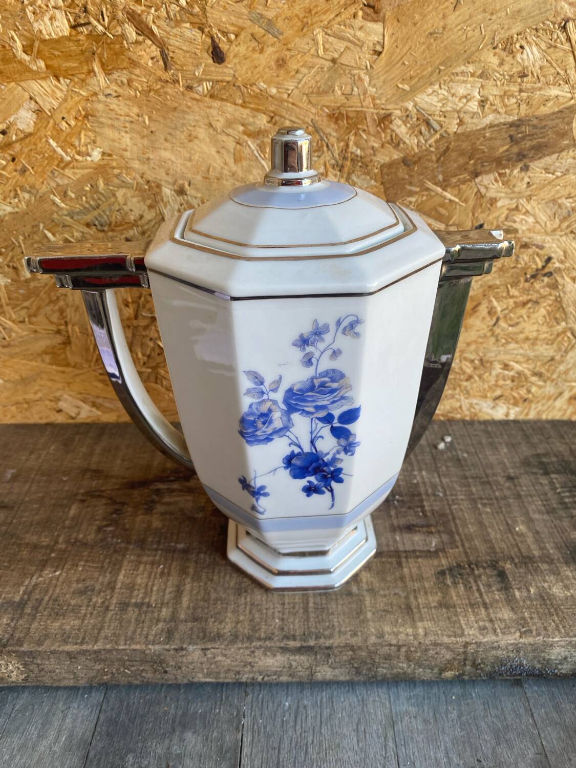 Antique art deco teapot porcelain limoges flower decor france vintage
