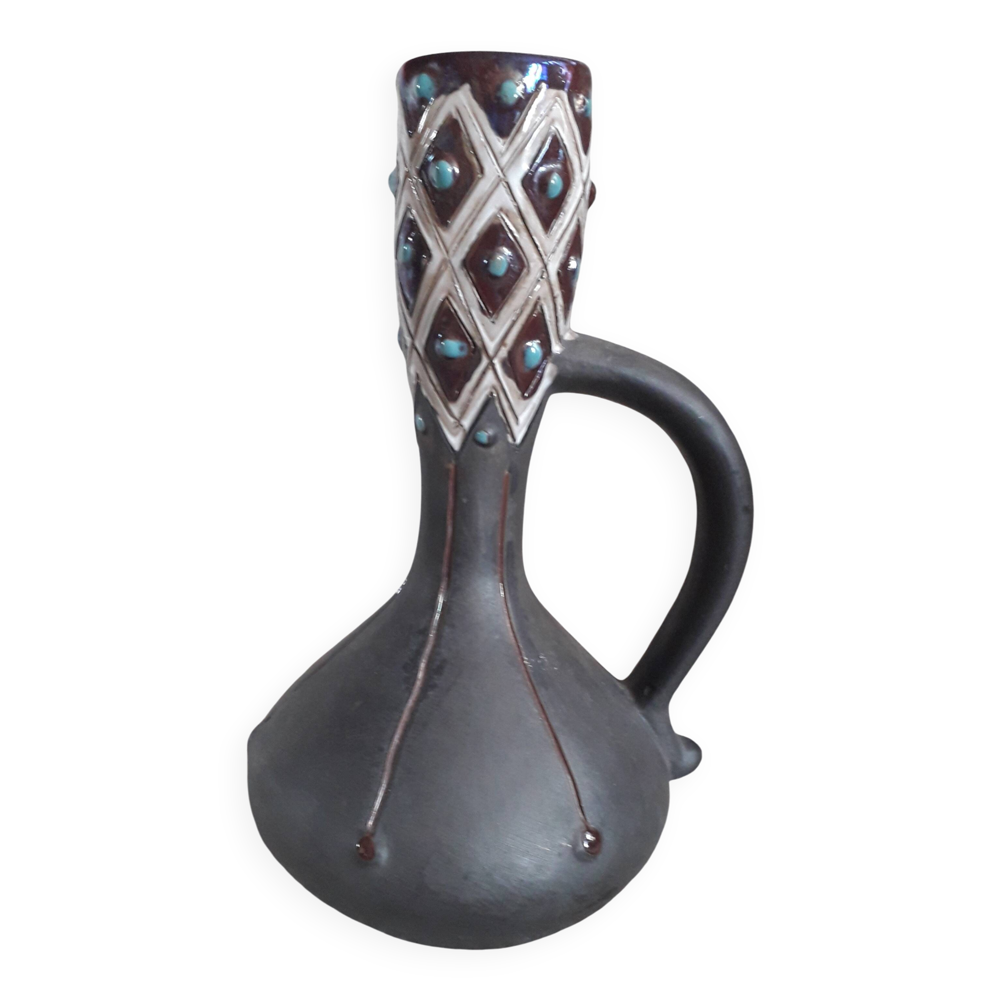 Vintage ceramic vase in ethnic style