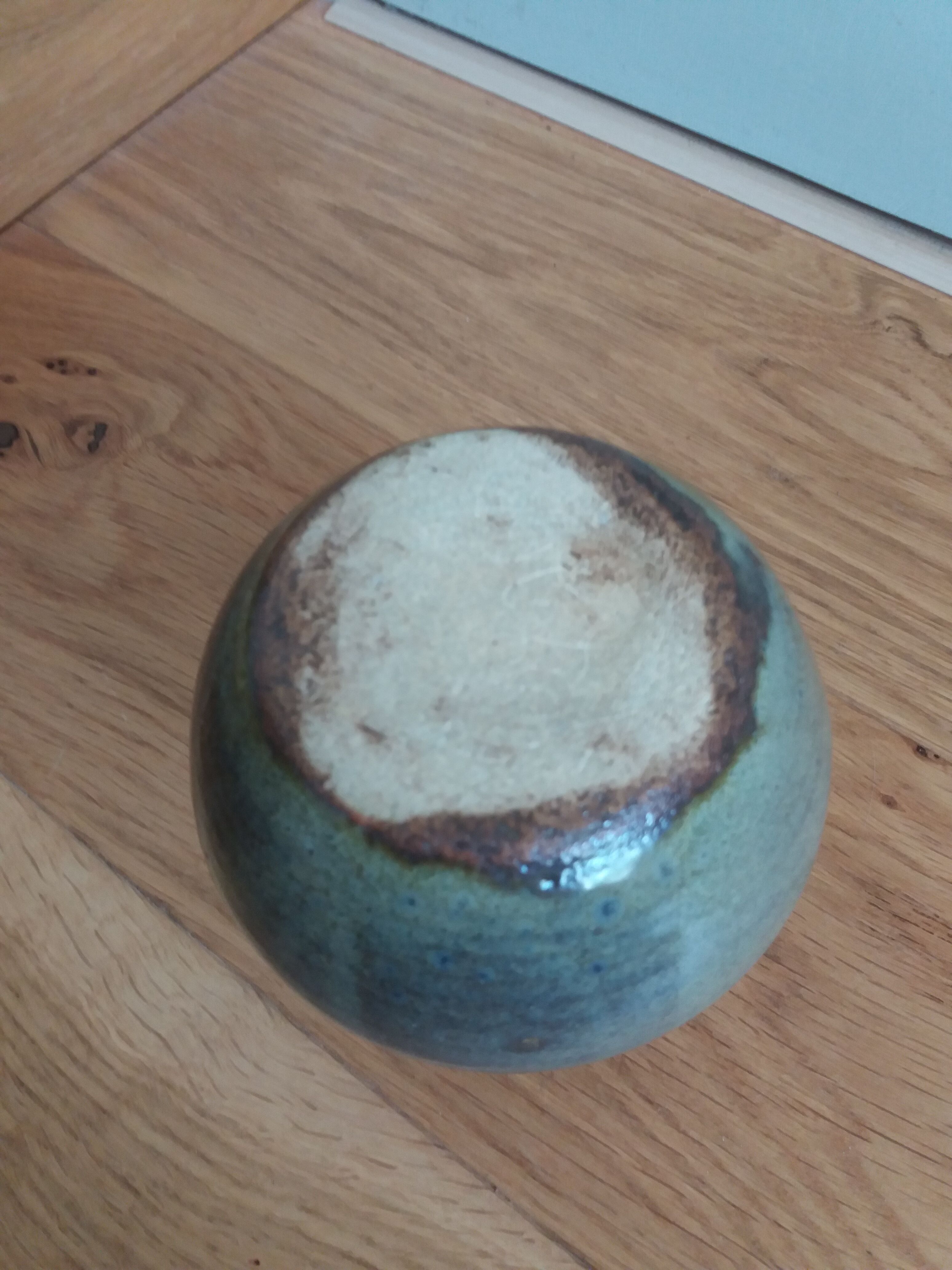 Enamelled stoneware vase signed