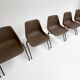 Brown and black set of 6 Polyprop chairs on a metal frame. The Polyprop cha