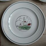 Set of 5 antique dessert plates St Amand décor Flanders