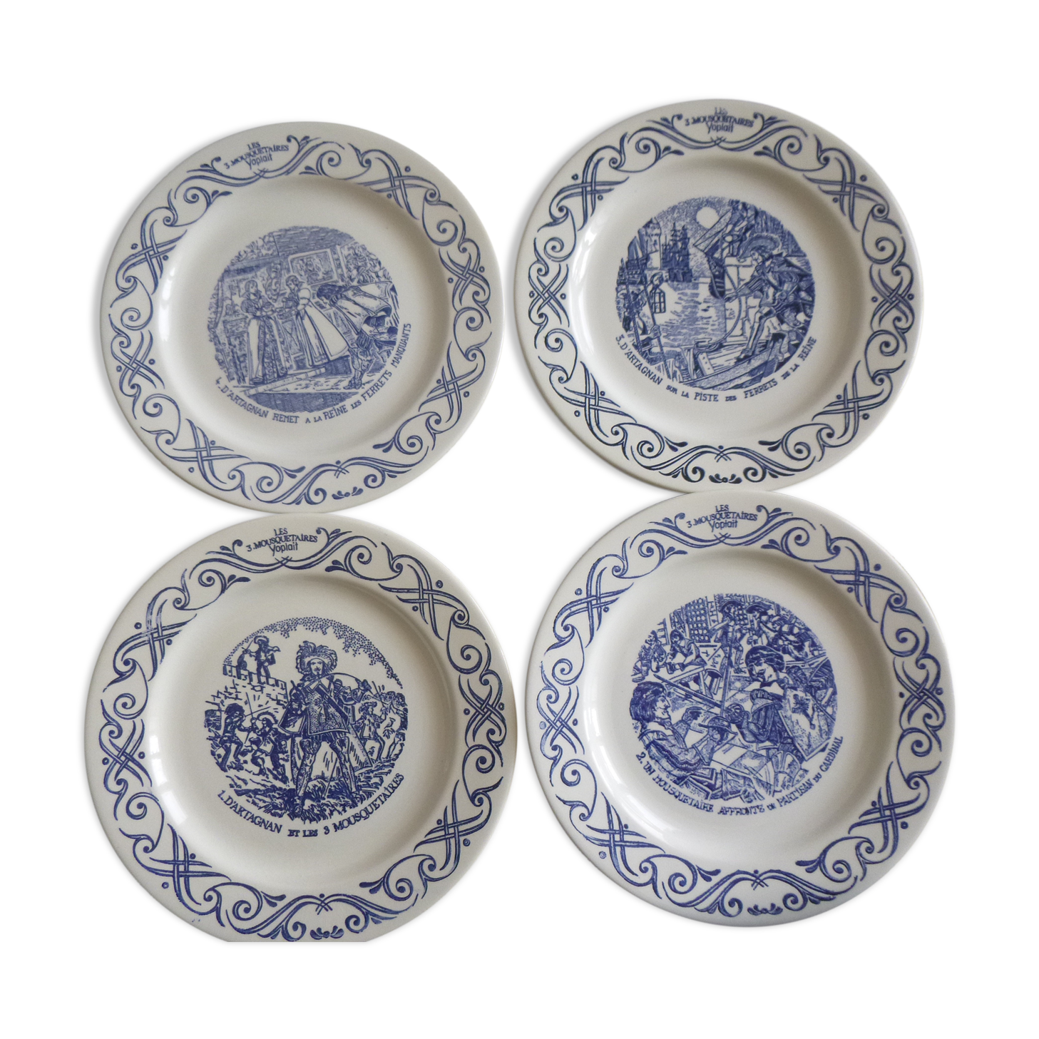 4 assiettes publicitaires Yoplait- Les 3 mousquetaires