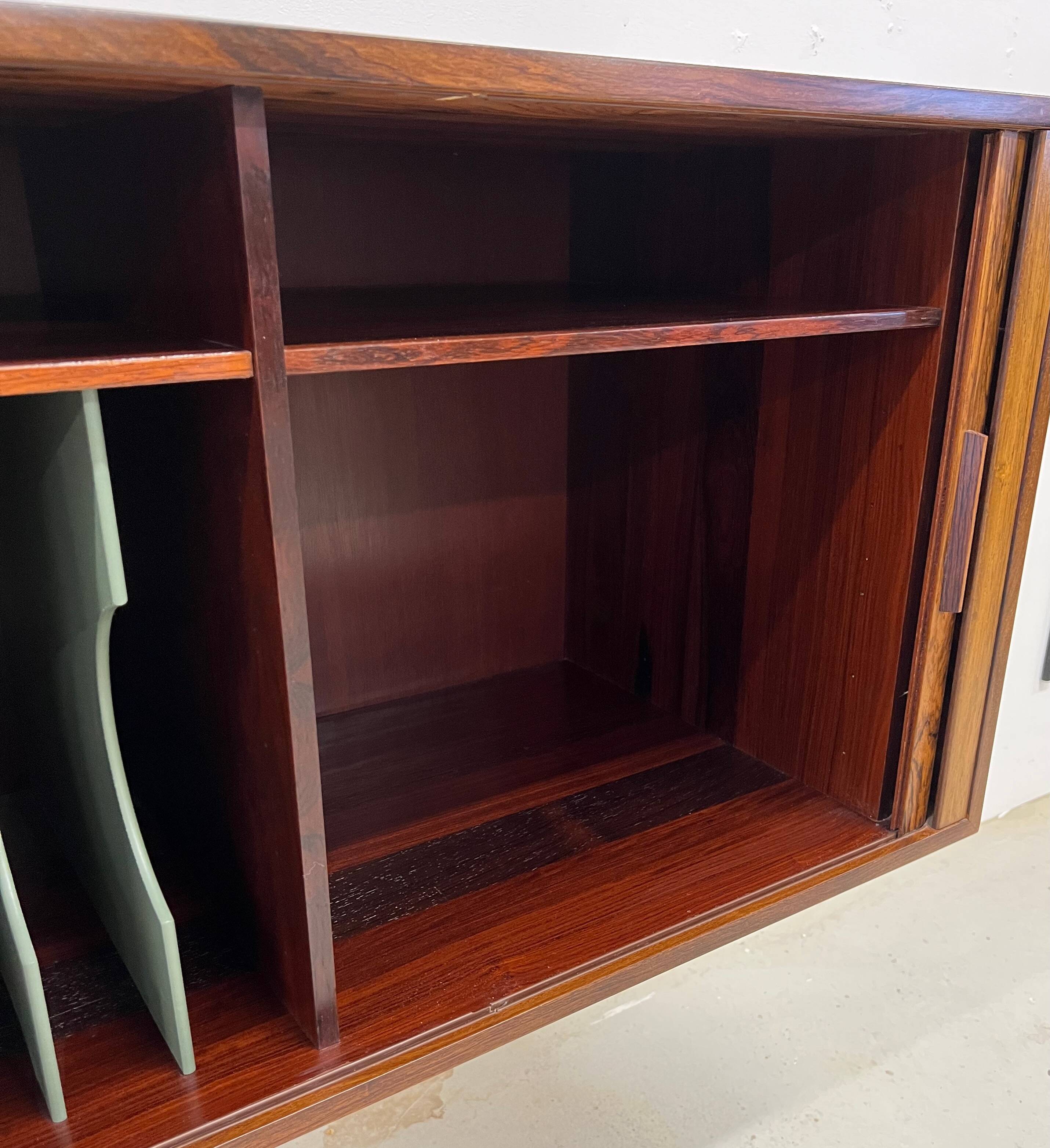 Rosewood Tambour Door Cabinet By Kai Kristiansen For Feldballes