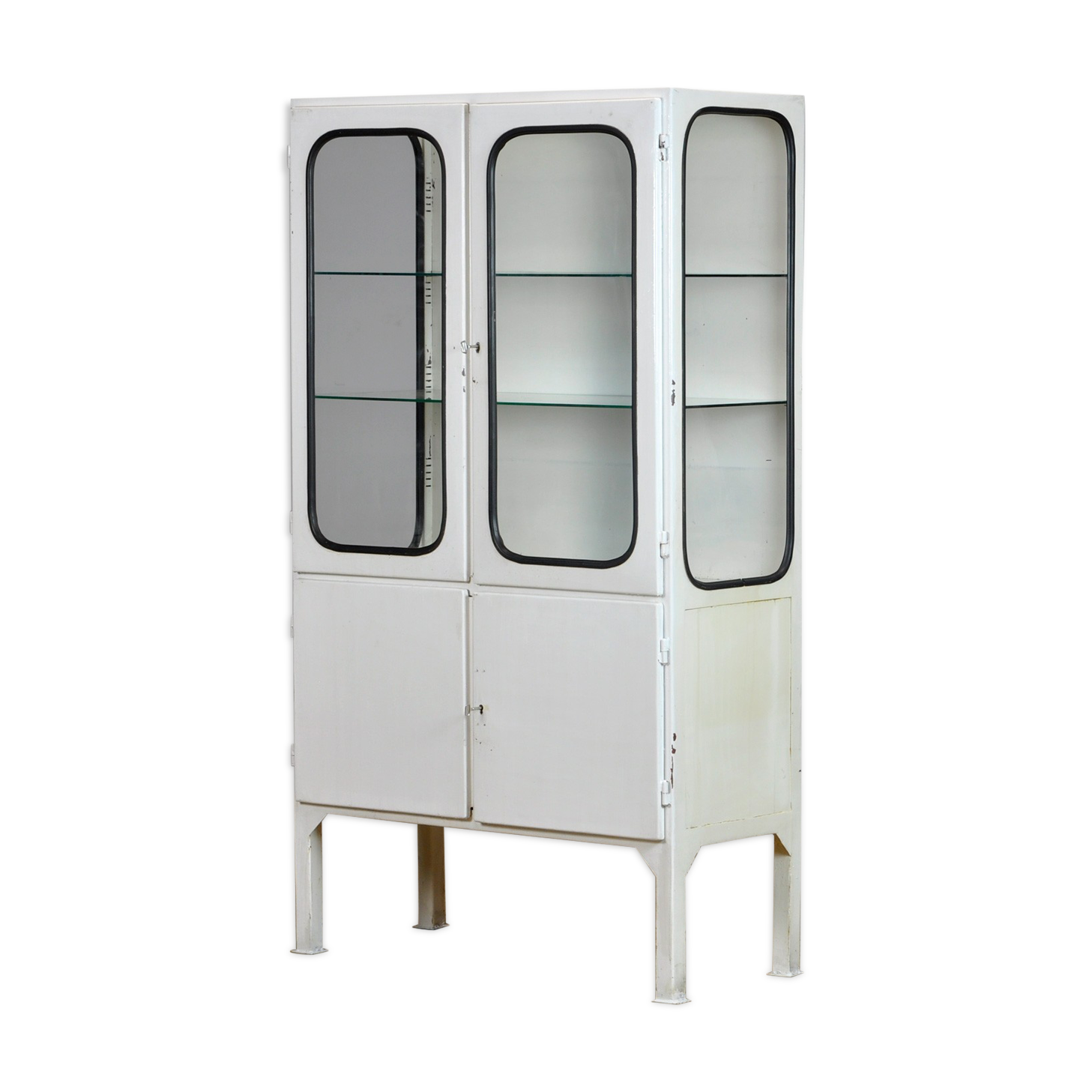 Glass & iron medical cabinet, 1970s