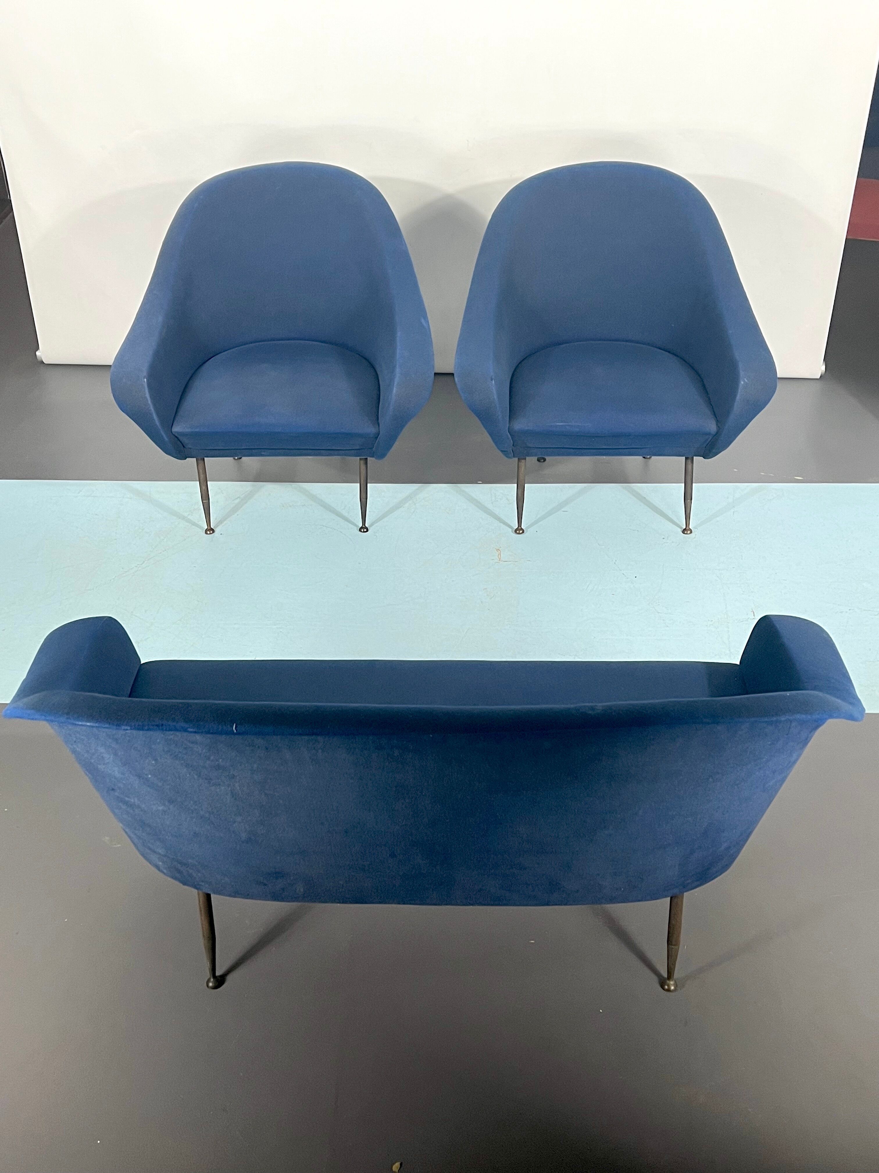 Mid-century modern loveseat and armchairs 50s