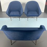 Mid-century modern loveseat and armchairs 50s