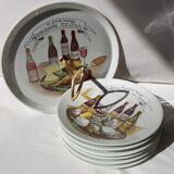 Plateau de fromages en porcelaine avec 6 assiettes assorties