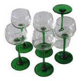 6 colored white wine glasses from Alsace in very good condition