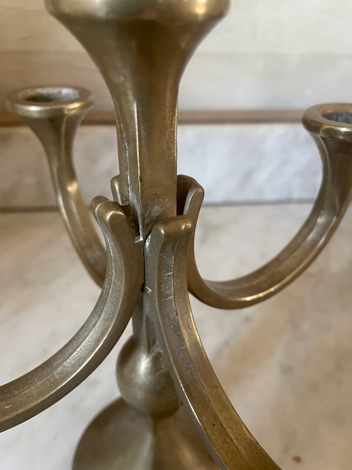 Solid Brass Brutalist Chandelier