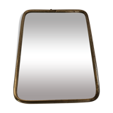 Ancien miroir de barbier contour en aluminium et trépied décoration vintage