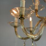 Golden Glass Lustre, Two Floors And 12 Arms Of Light Circa 1940