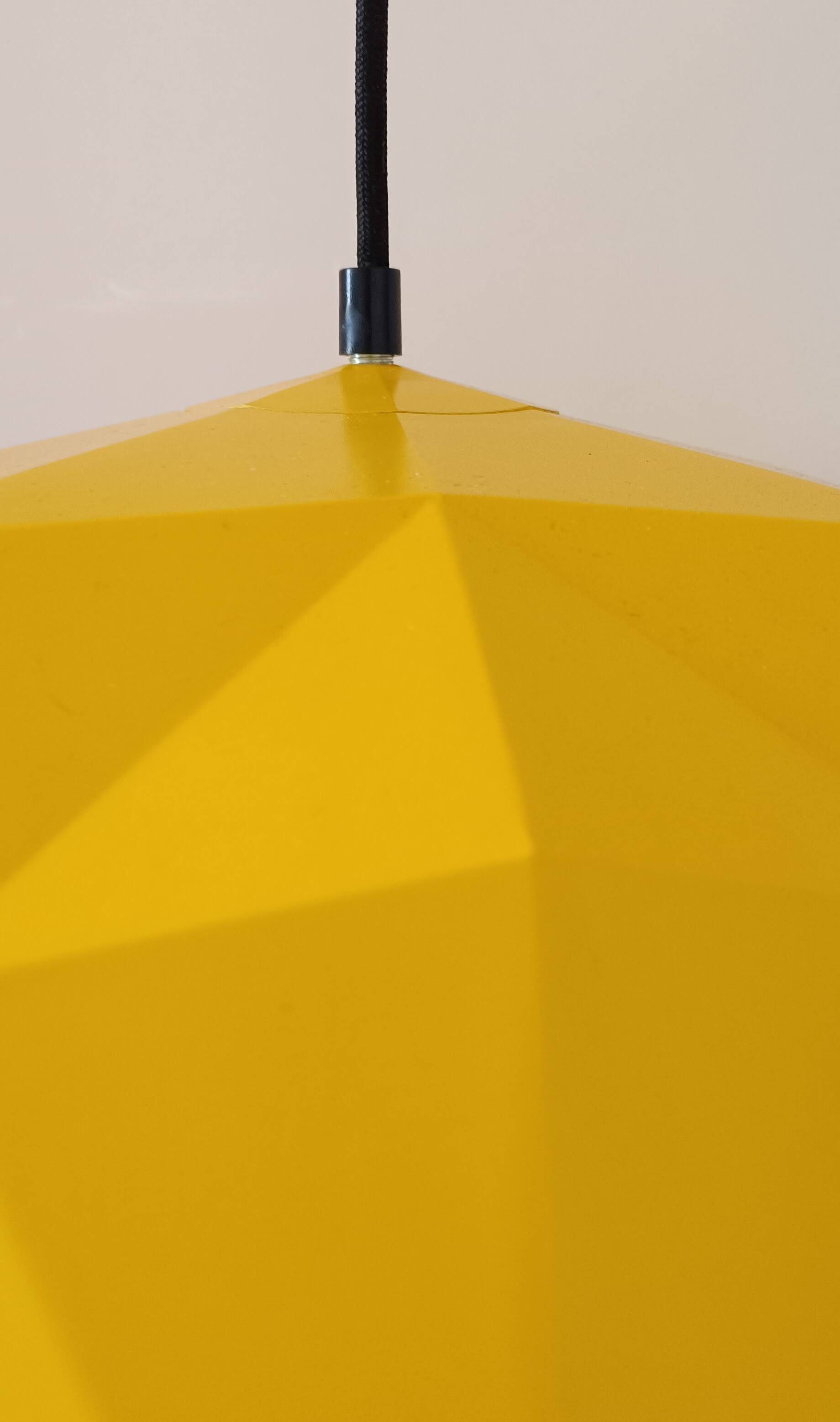 Vintage Bakelite origami-shaped yellow pendant light