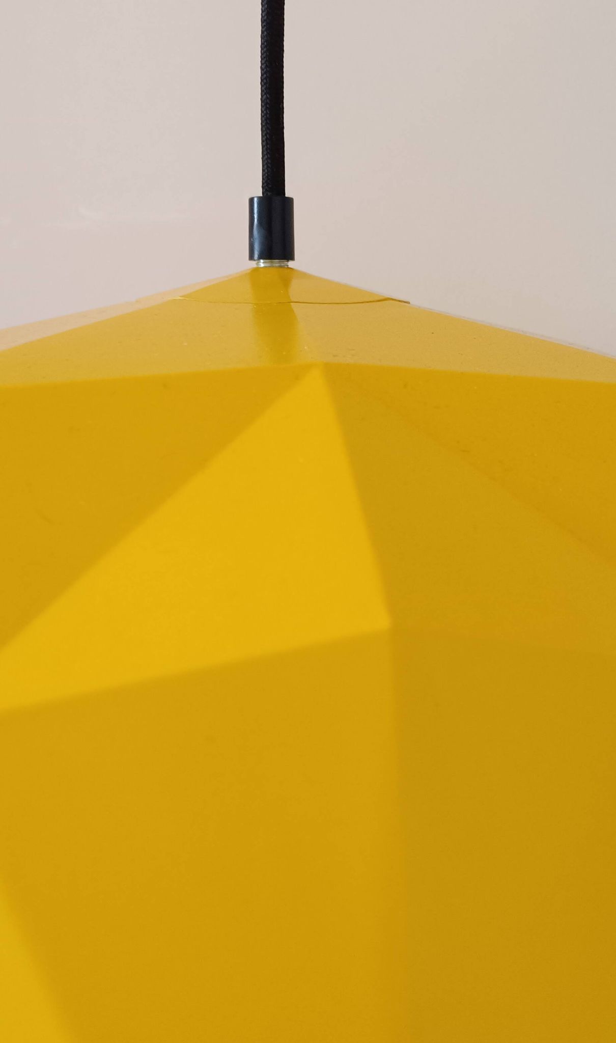Vintage Bakelite origami-shaped yellow pendant light