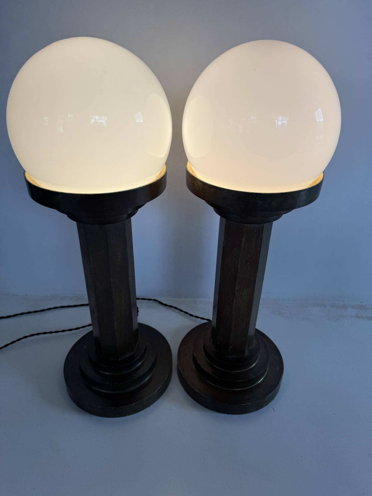 Lampes colonnes bronze Art Déco