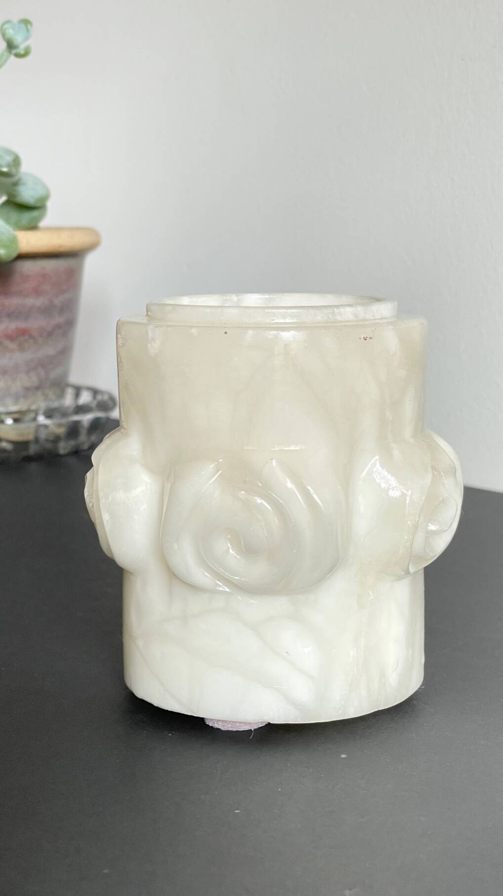 Vintage alabaster stone pencil pot
