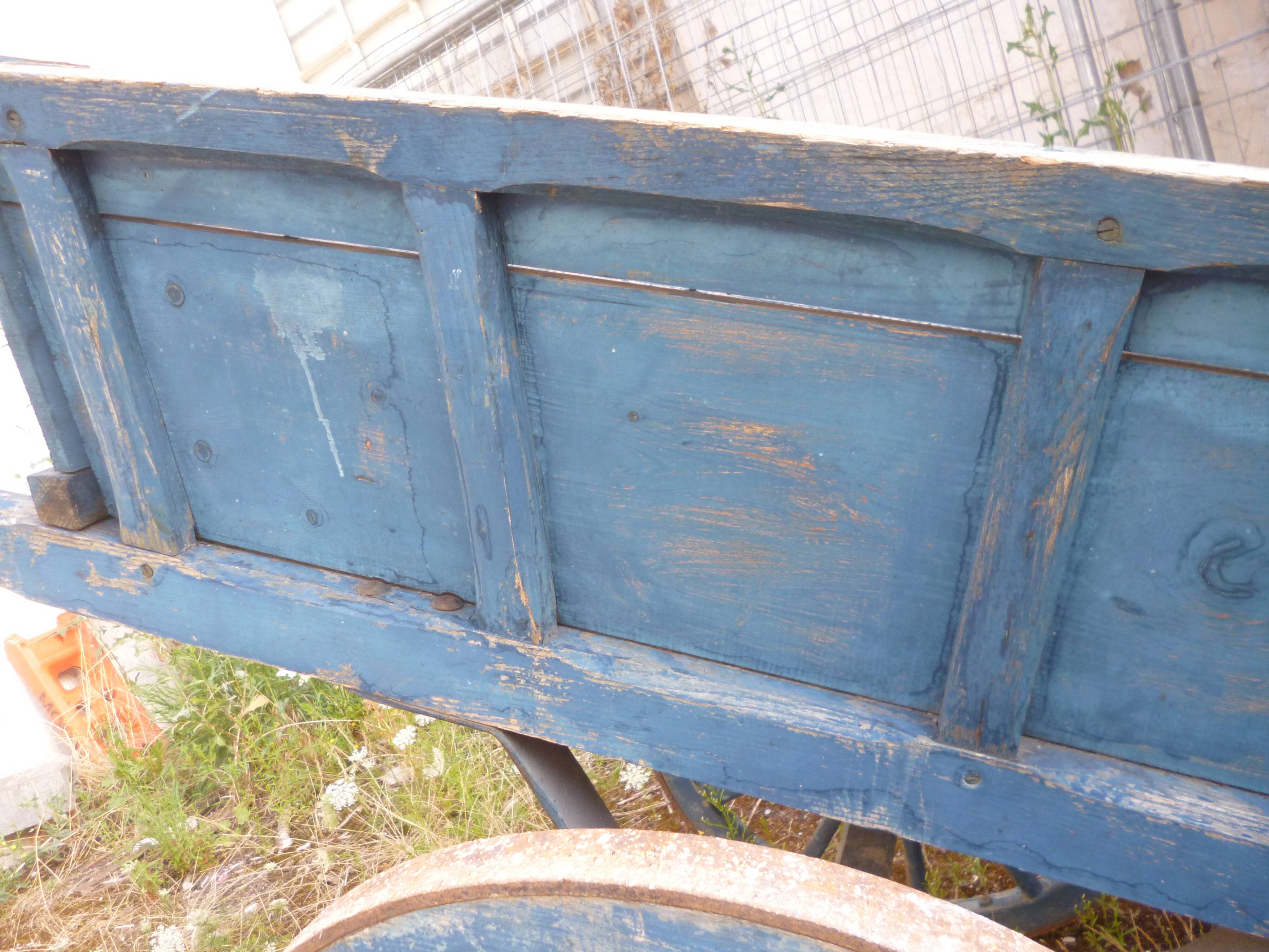 Old blue patina cart