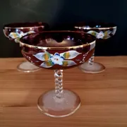 3 Bohemian crystal champagne coupes from the 1960s.