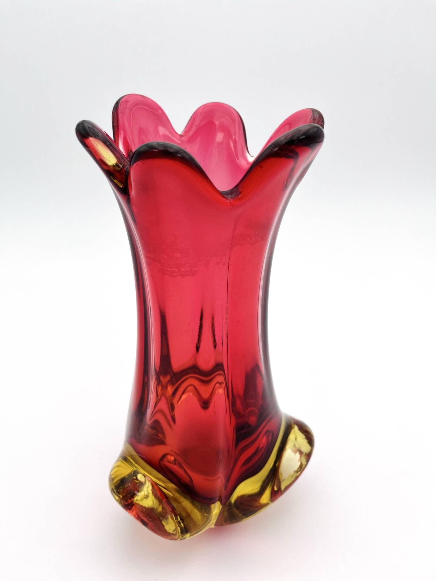 Murano Vase Organic Red Yellow 21cm 1.1kg