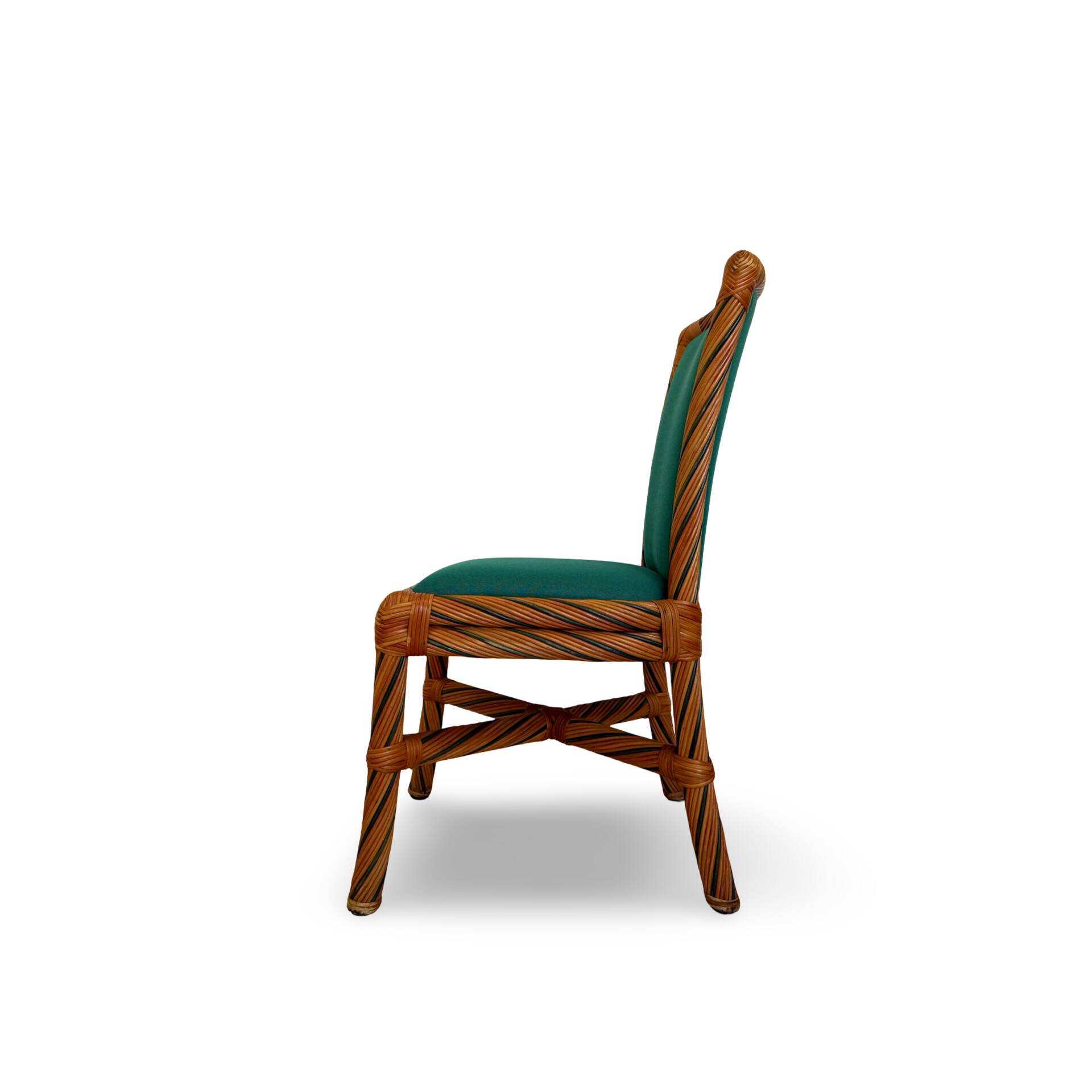 Set of six vintage bamboo and rattan dining chairs