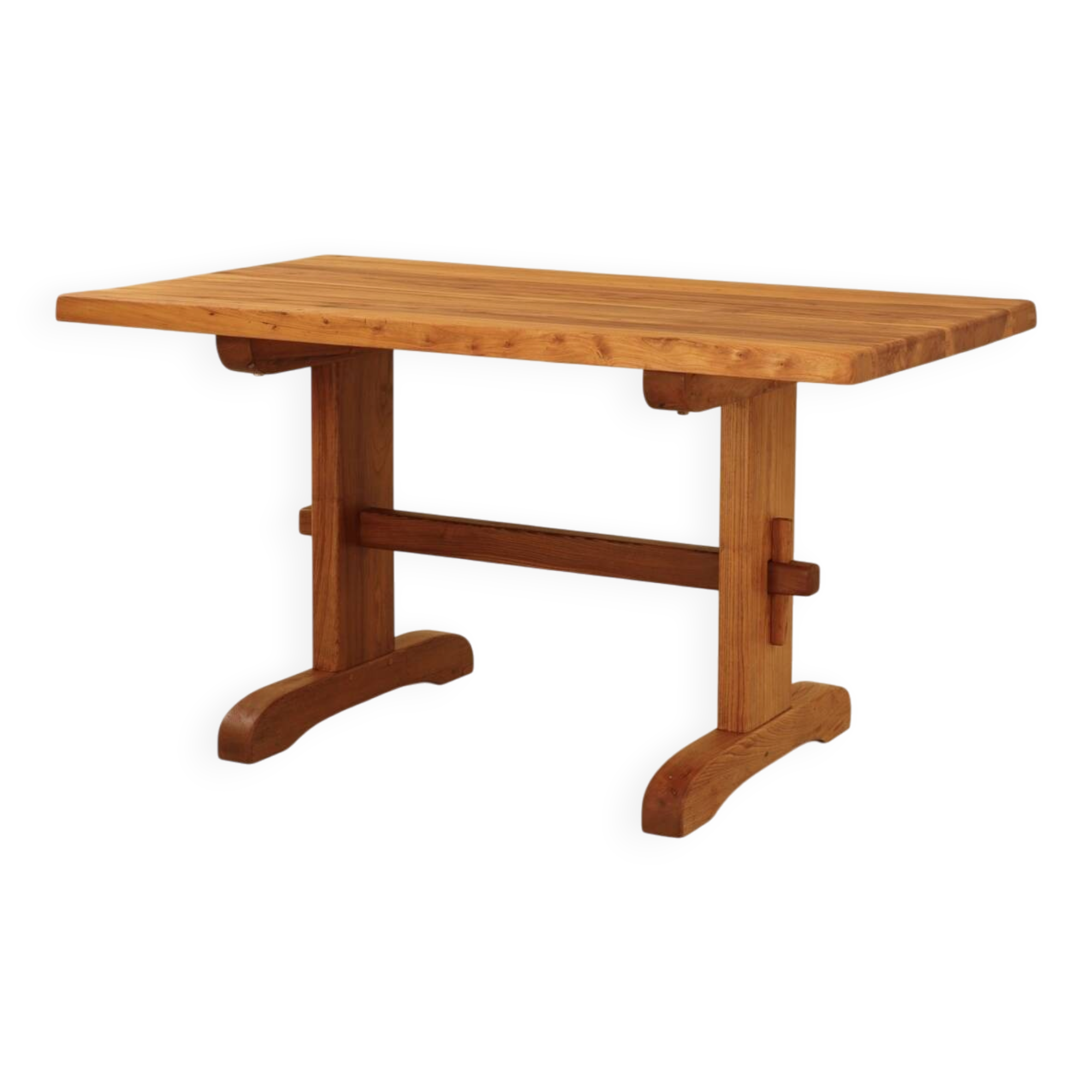 Table in solid elm, France, 1980s