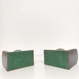 Pair of bookends vintage globe world map wood paper