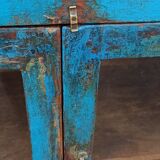Old blue wooden showcase