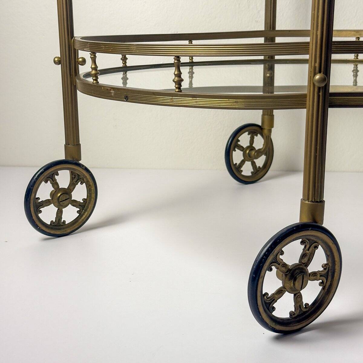 Vintage French brass bar cart, 1950s