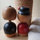 Figurines en bois japonaises vintage à tête articulée
