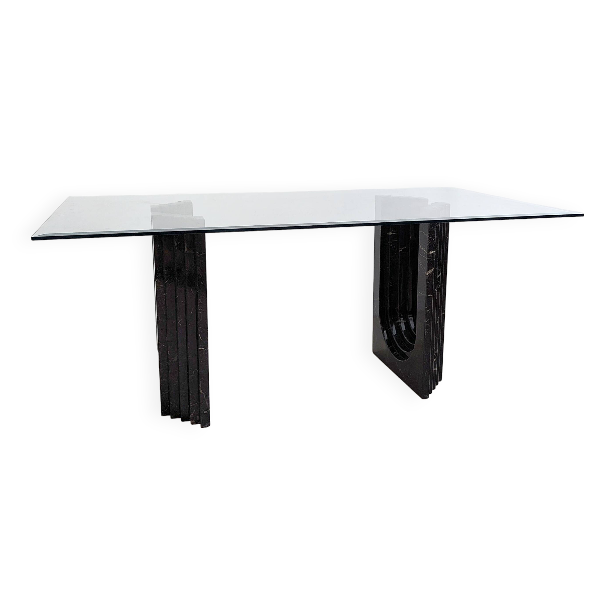 Glass & Black Marble Dining Table by Carlo Scarpa for Cattelan 1970's