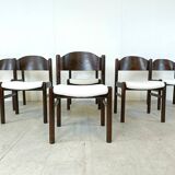 Vintage brutalist dining chairs, set of 6 - 1960s