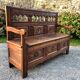 Breton chest bench carved from the early 20th century in solid oak.