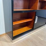 Vintage Bauhaus Office Cabinet in Black Lacquer and Mahogany, 1930