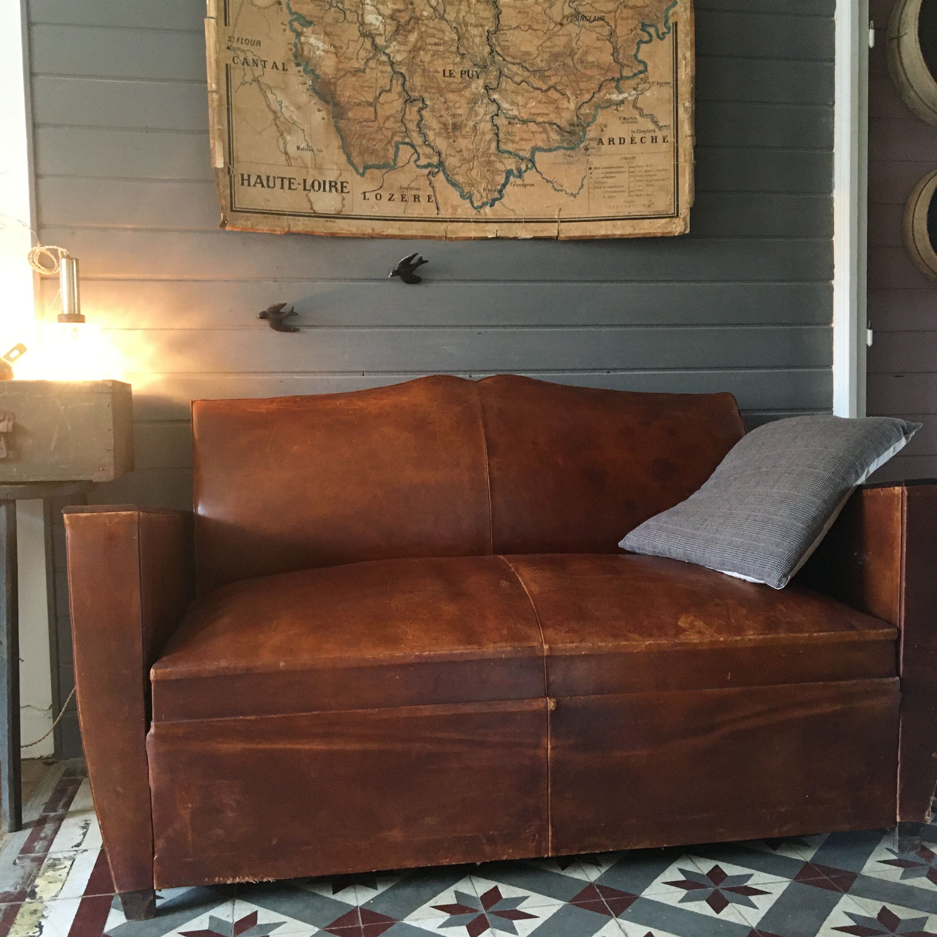 Leather club sofa 30s