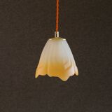 Old french ceiling light in opalescent and orange glass, french pendant light - circa 1960