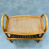 Vintage rattan magazine door side table 60s