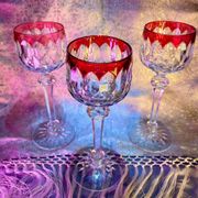 3 Baccarat Crystal Wine Glasses - Juvisy Red Model