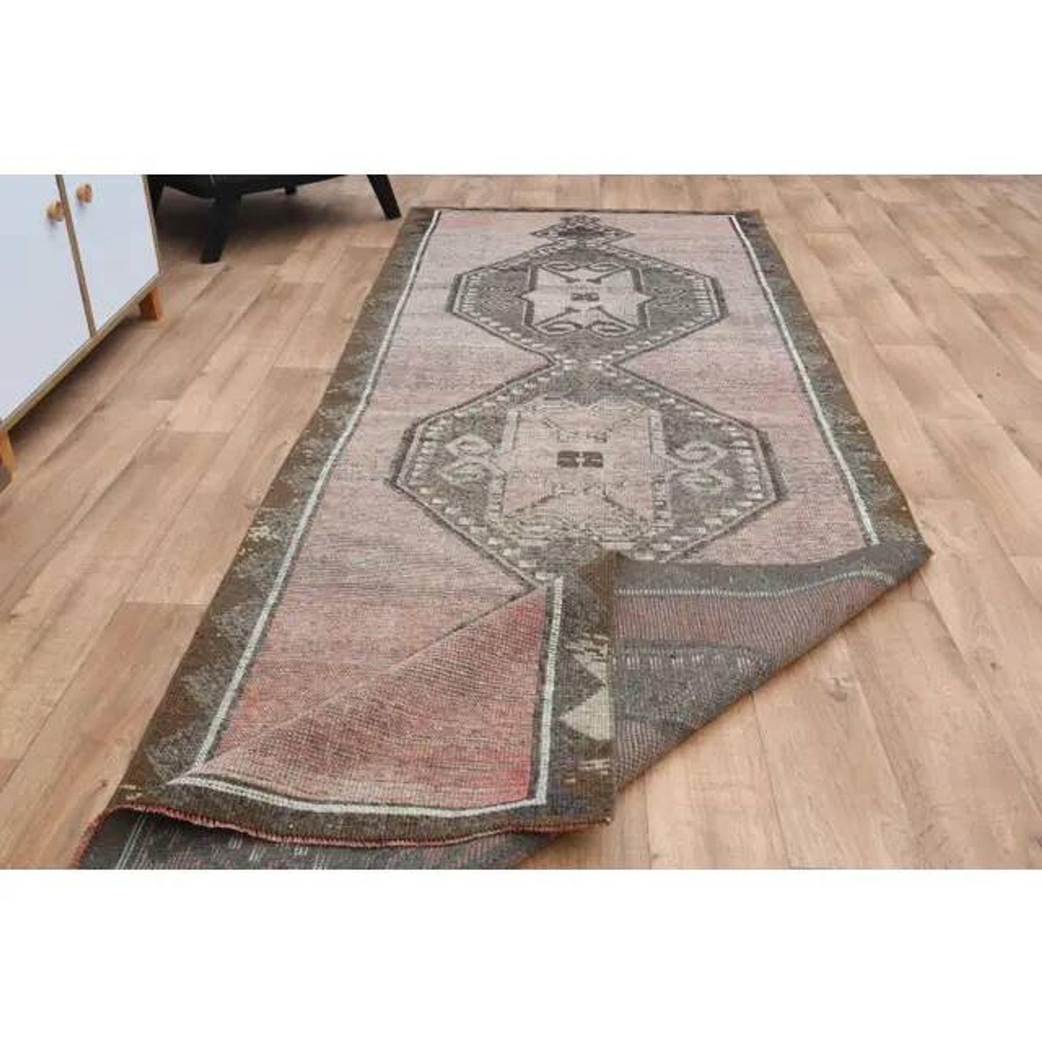 Vintage Turkish Handmade Wool Oushak Runner Rug 121x352