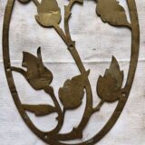 Old small oval brass rose window, width, height 18cm.
