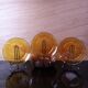 Set of 7 amber Duralex deep plates.