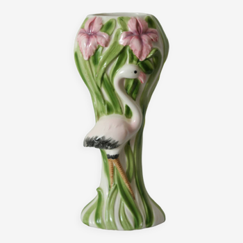 Vase barbotine nature Flamant rose style Massier