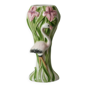 Vase barbotine nature Flamant rose style Massier