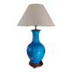 Turquoise ceramic vase lamp, incised Chinese decoration, late 19th century.