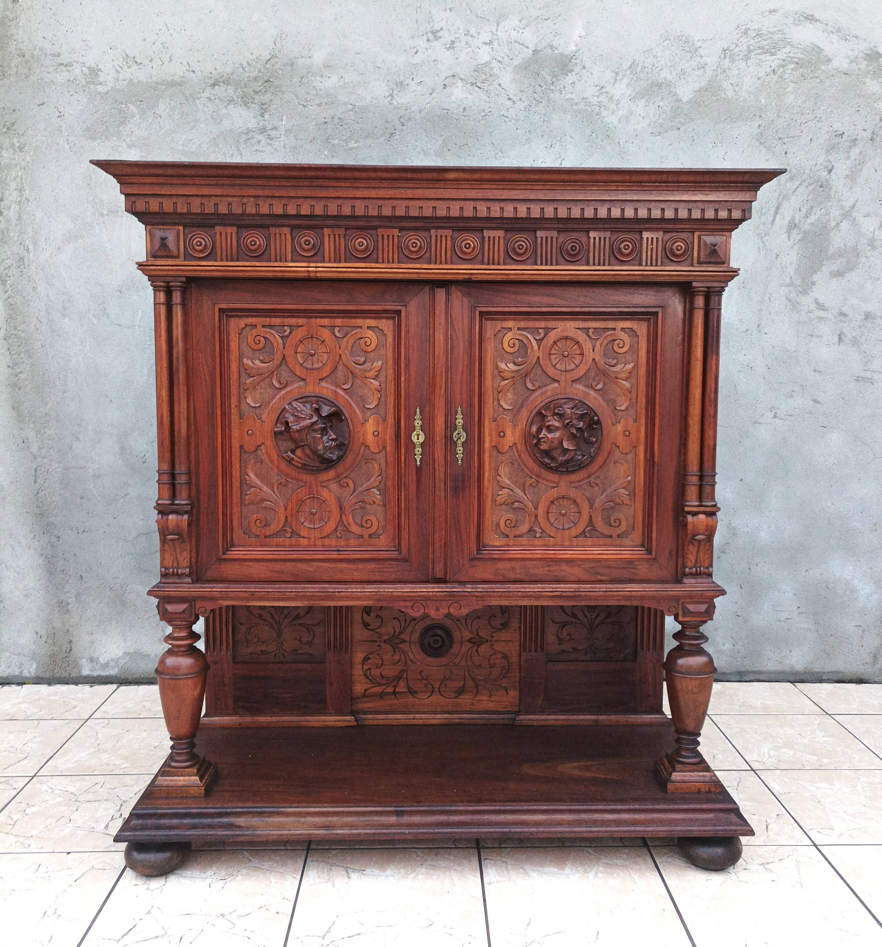 Renaissance walnut credenza