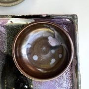 Ramequin / vide poche d'atelier en gres émaillé et signé