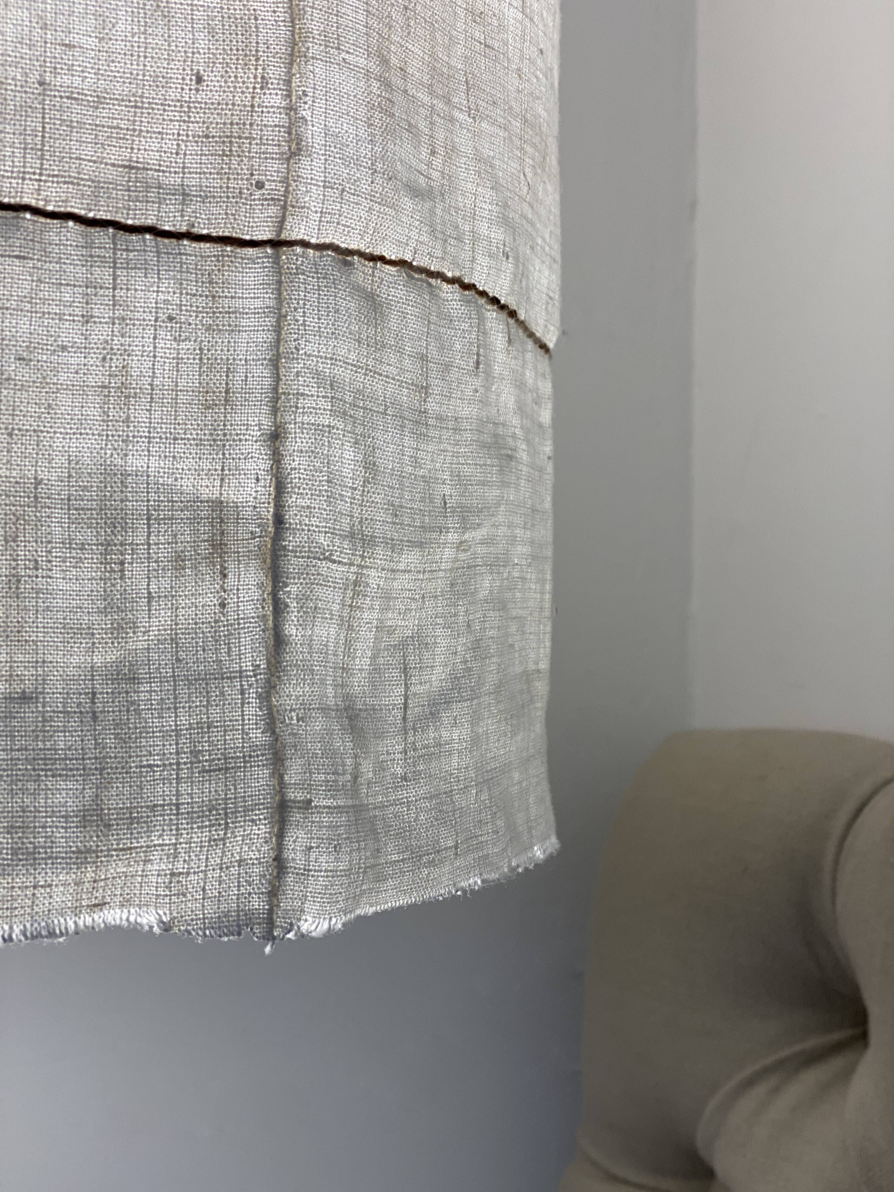 Old linen fabric lampshade suspension