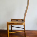Vintage brutalist curved oak dining chairs from allmilmö, 1980s, set of 4. unique danish design.