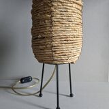 Fiber and metal tripod lamp