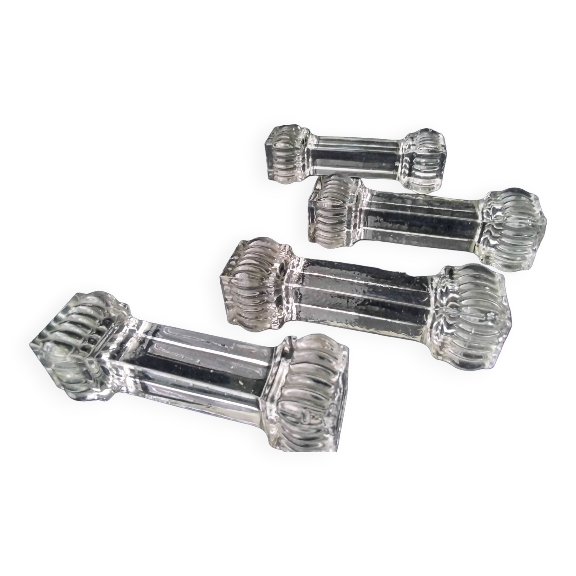 4 Crystal knife holders signed Portieux